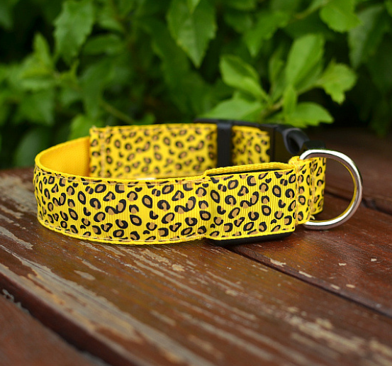 Nylon Leopard LED Dog Collar