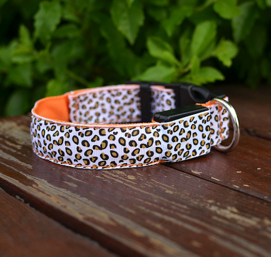 Nylon Leopard LED Dog Collar